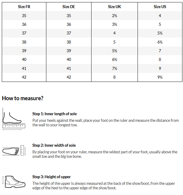 AIGLE BOOT 24  Size Chart